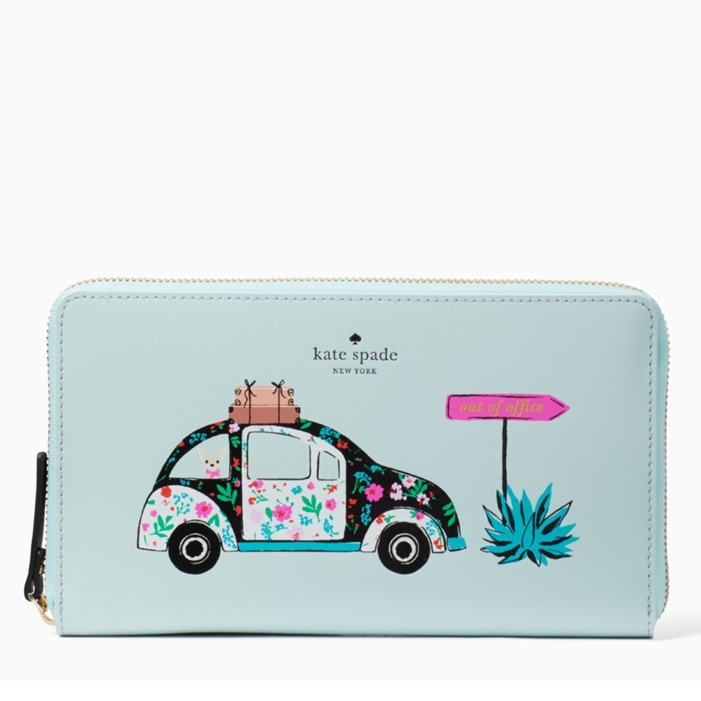 Kate Spade Graphic New Horizons Out Of Office Kaden Aqua Wallet.